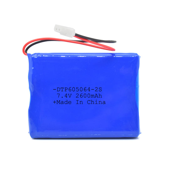 7.4V Lithium Battery Pack 605064-2S 2600mah  (A-grade cell）