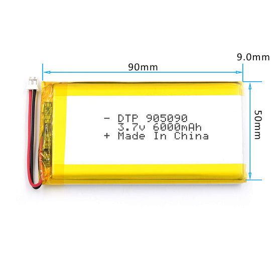 905090  6000mAh 3.7V Lithium Ion Battery (A-grade cell）