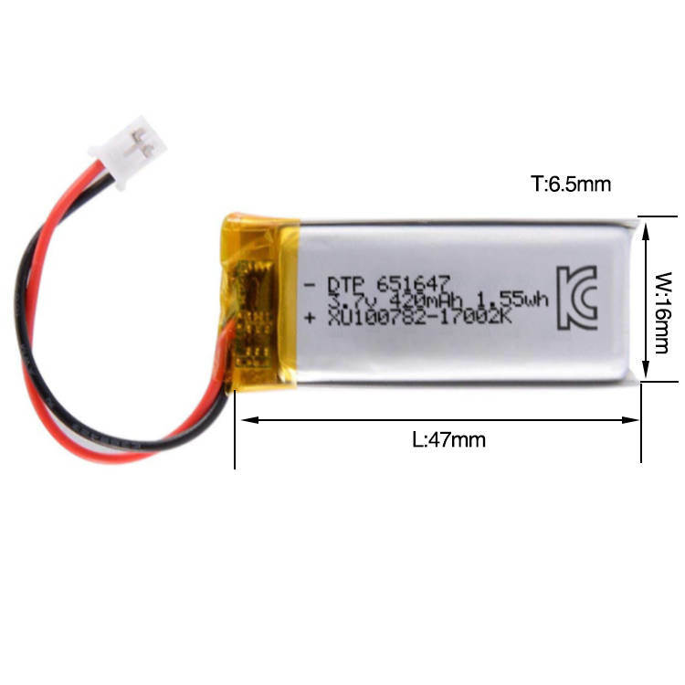 651647 420mAh 3.7V Lithium Ion Battery (A-grade cell）