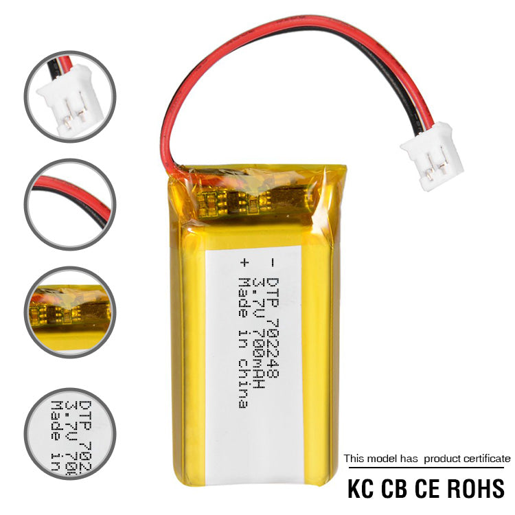 702248 700mAh 3.7V Lithium Ion Battery (A-grade cell）