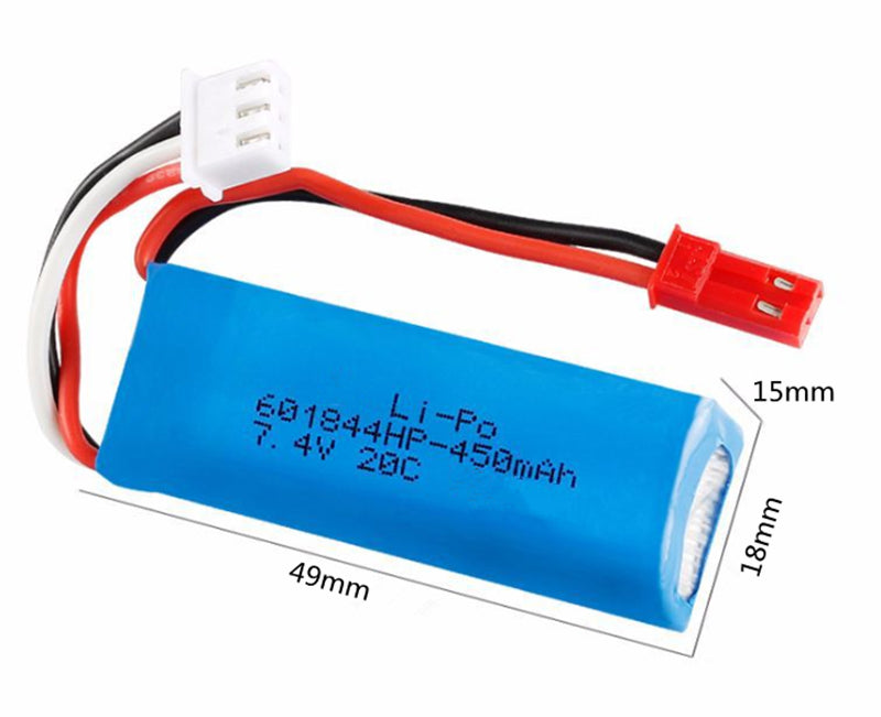 High Rate 20C-601844-2S 7.4V 450mah Lithium Battery (A-grade cell）