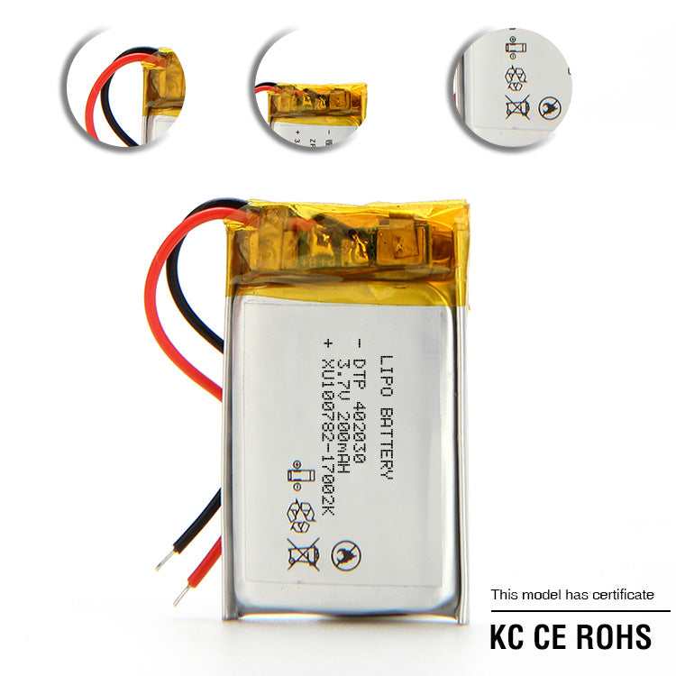 402030 200mAh 3.7V Lithium Ion Battery (A-grade cell）