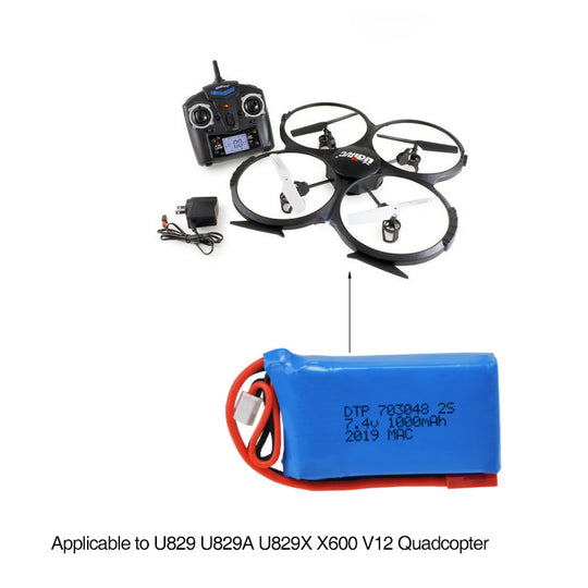 7.4V Lithium Battery Pack 703048-2S 1000mah  (A-grade cell）