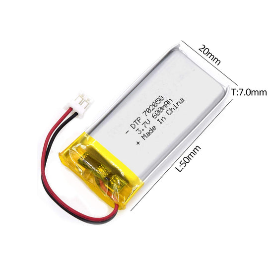 702050 600mAh 3.7V  Lithium Ion Battery (A-grade cell）