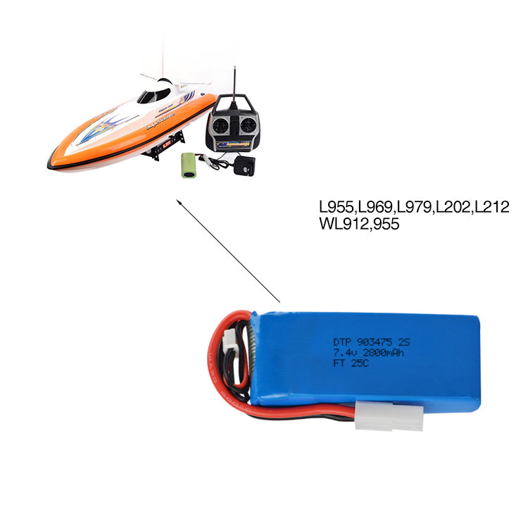 7.4V Lithium Battery Pack 903475-2S 2000mah  (A-grade cell）