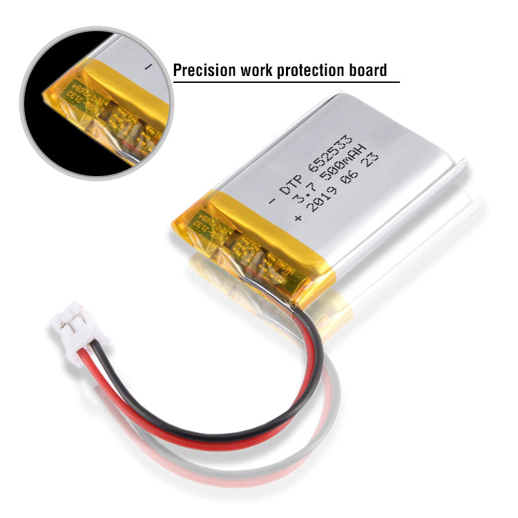 652533 500mAh 3.7V  Lithium Ion Battery (A-grade cell）